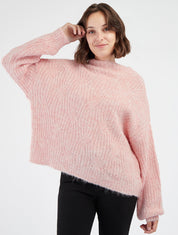Maglione in maglia a tinta unita con dettaglio iridescente - Rosa