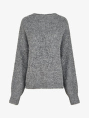 Pull uni en maille à détail irisé - Gris - 1