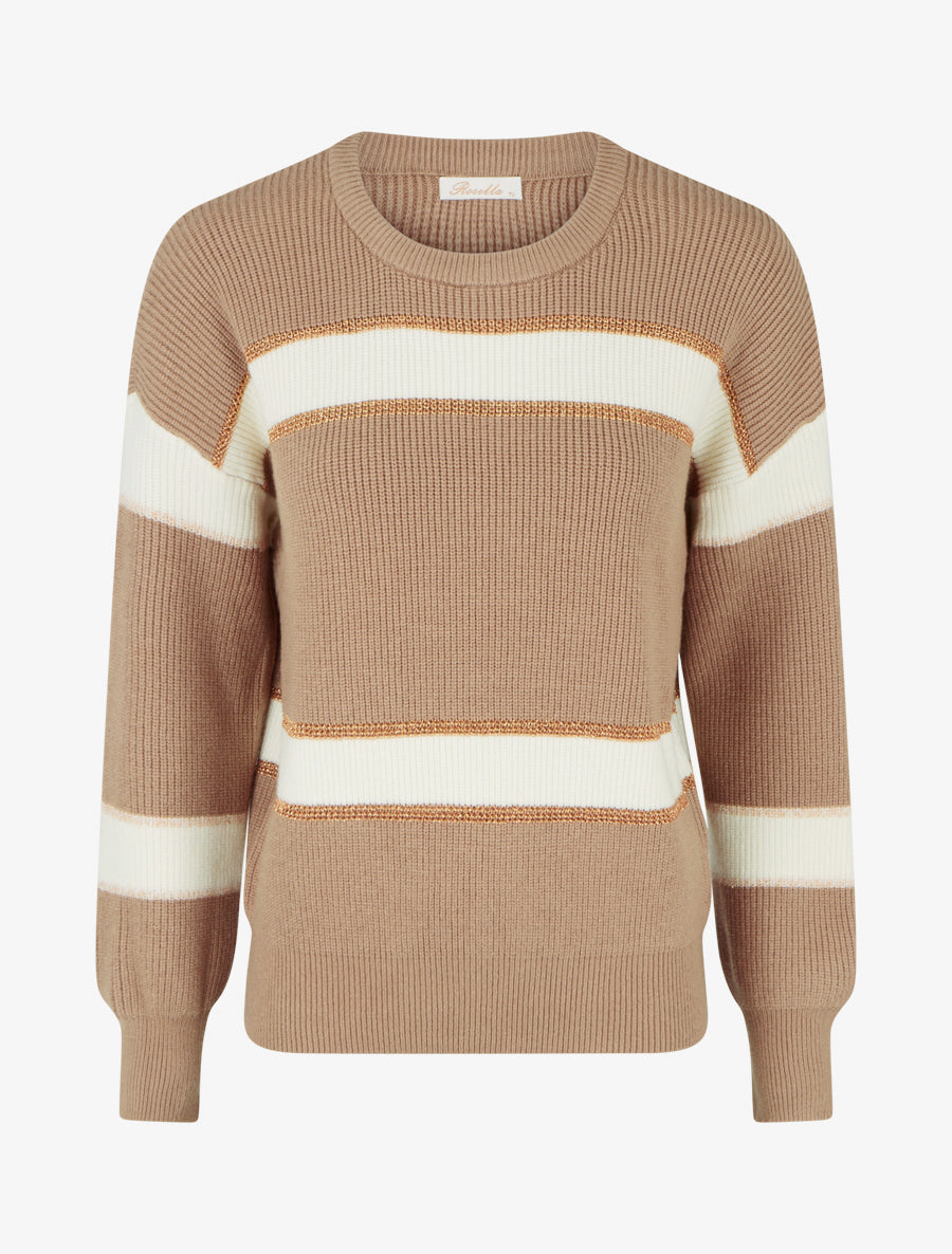 Pull à rayures irisées - Taupe - 1