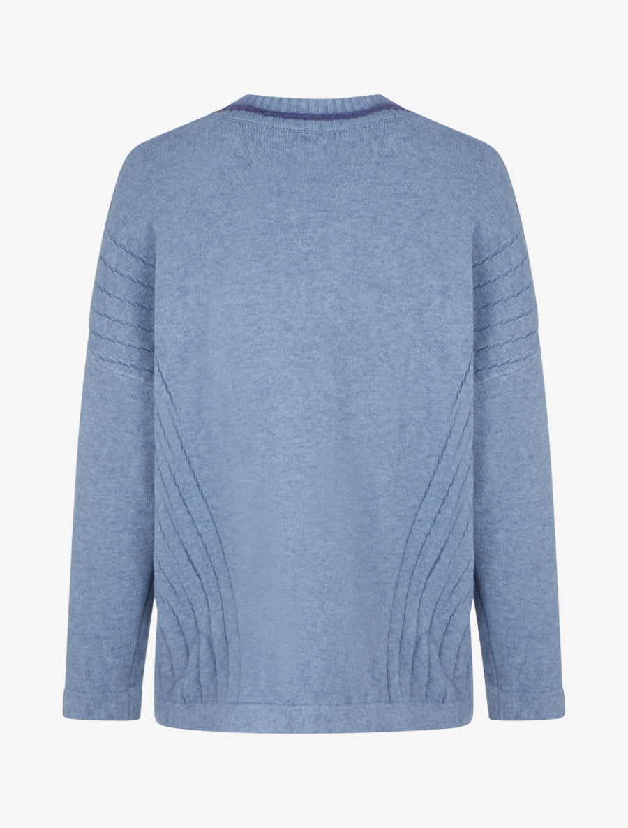 Pull coupe carrée à col V - Bleu - 2