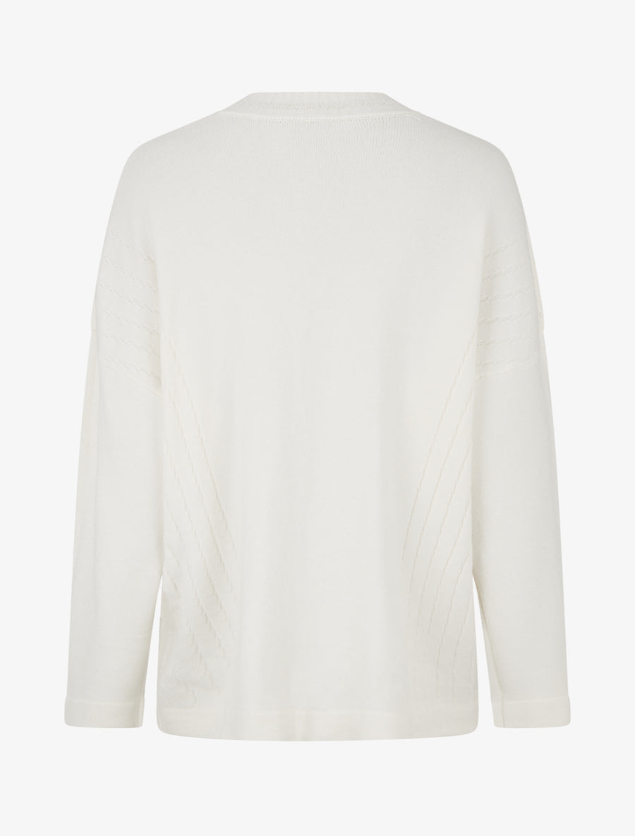 Pull coupe carrée à col V - Écru - 2