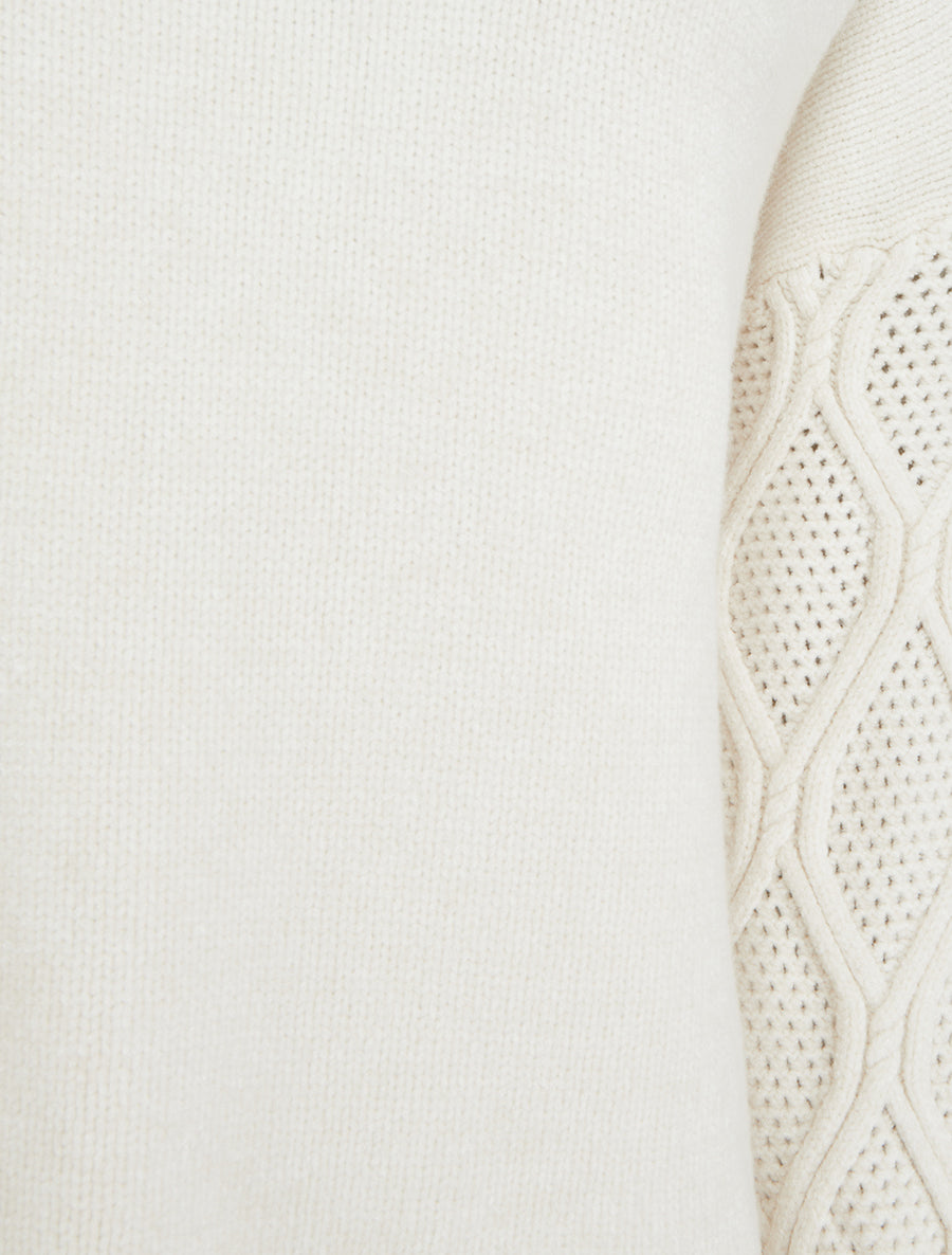 Pull uni à manches ajourées - Écru - 3