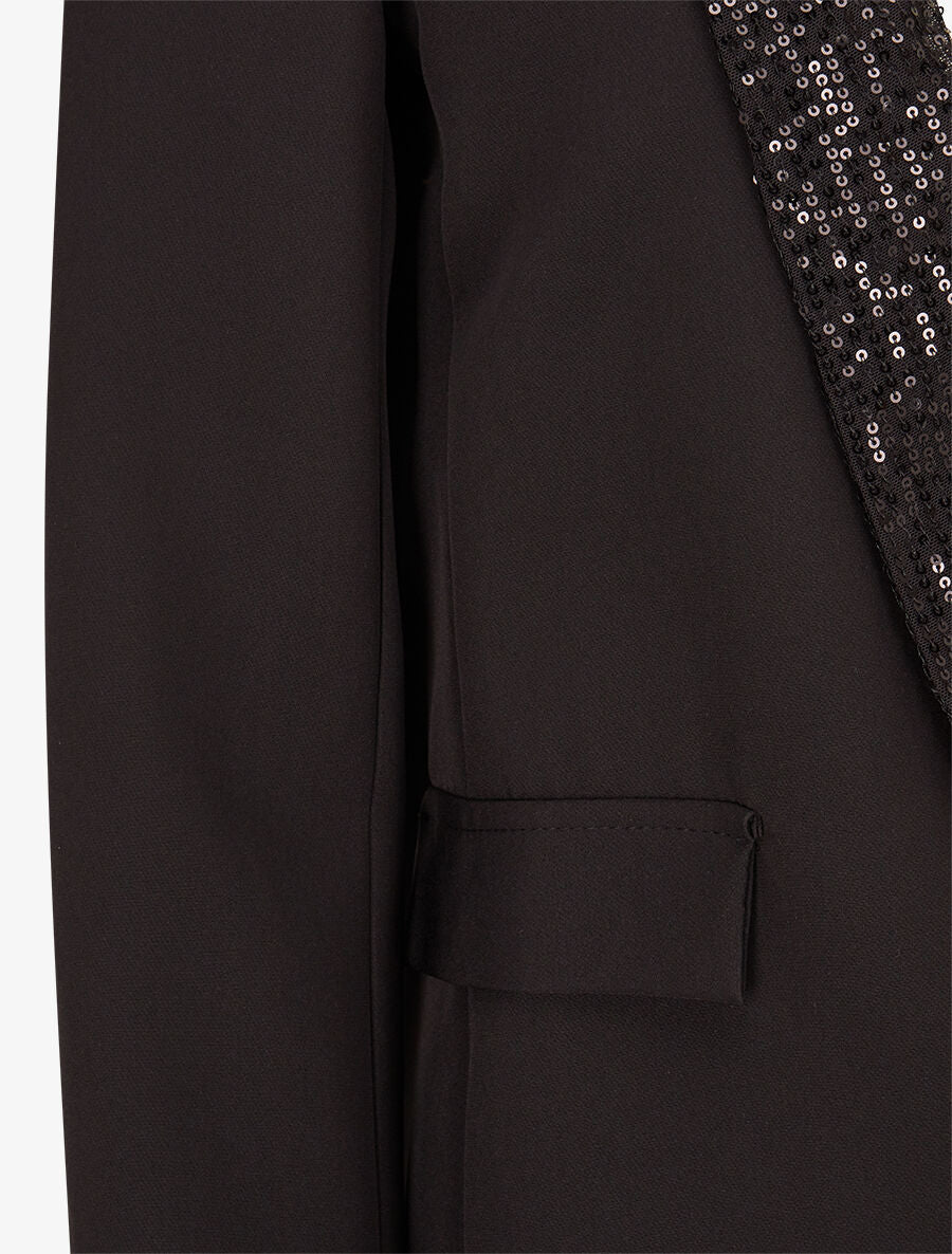 Blazer col à sequins - Noir - 3