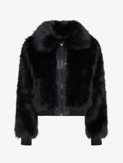 Blouson à empiècement fourrure synthétique - Noir - 1