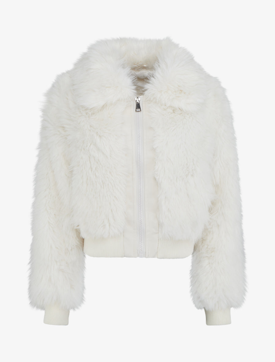 Blouson à empiècement fourrure synthétique - Blanc - 1