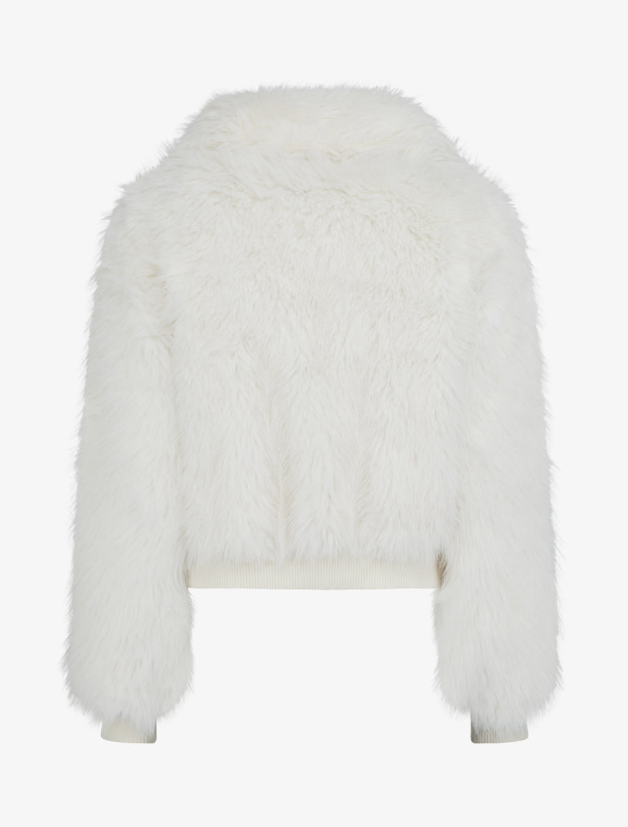 Blouson à empiècement fourrure synthétique - Blanc - 2