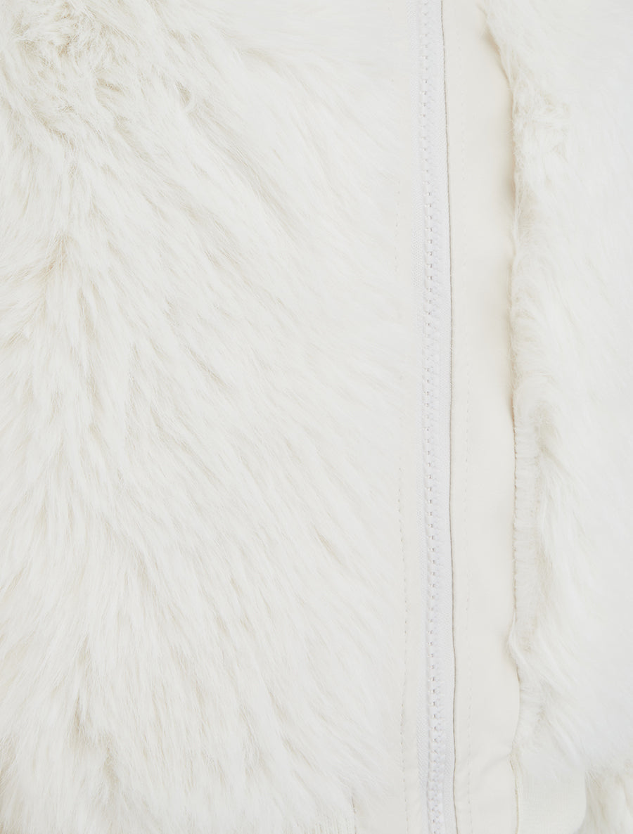Blouson à empiècement fourrure synthétique - Blanc - 3