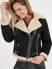 Giubbotto con zip stile aviatore - Nero
