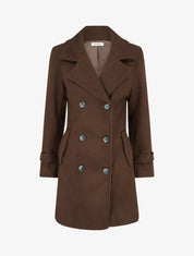 Manteau droit à pans croisés - Marron - 1