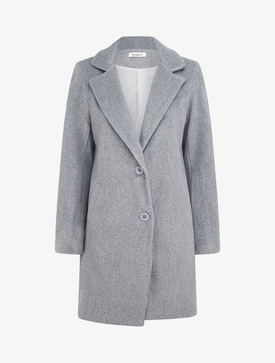 Manteau mi-long à col cranté - Gris - 1