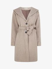 Manteau long à capuche - Taupe - 1