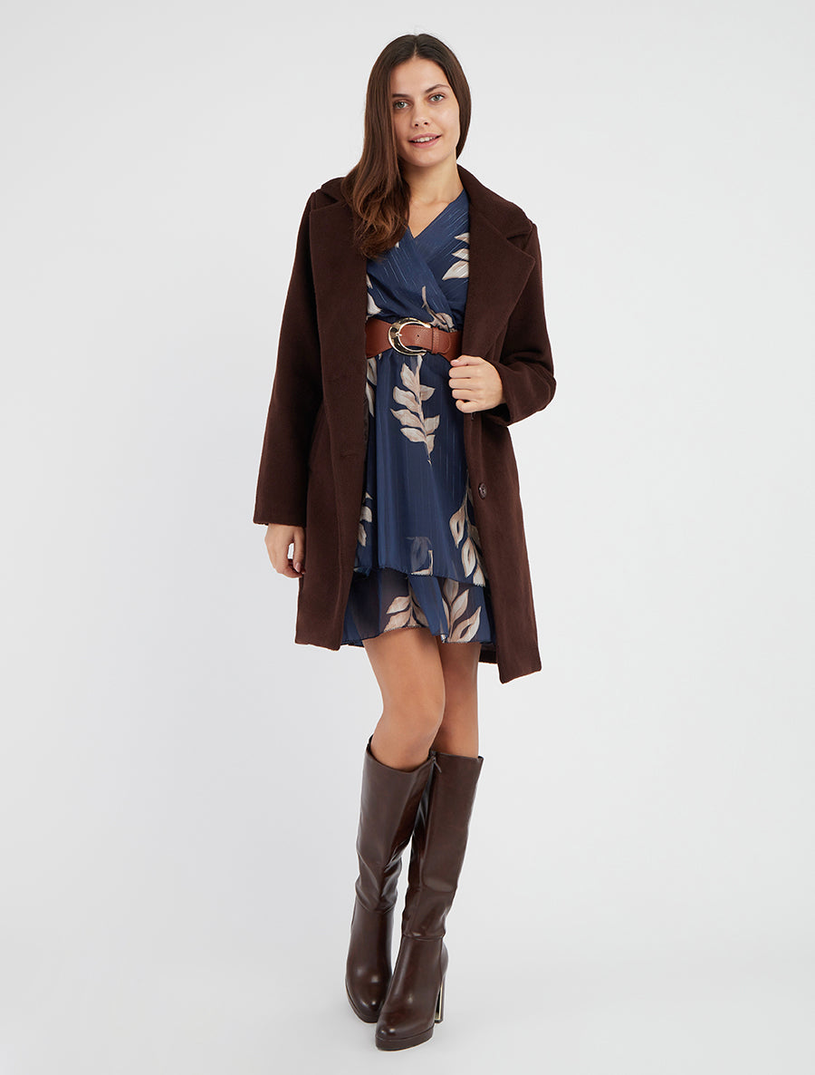 Manteau droit long - Marron - 8