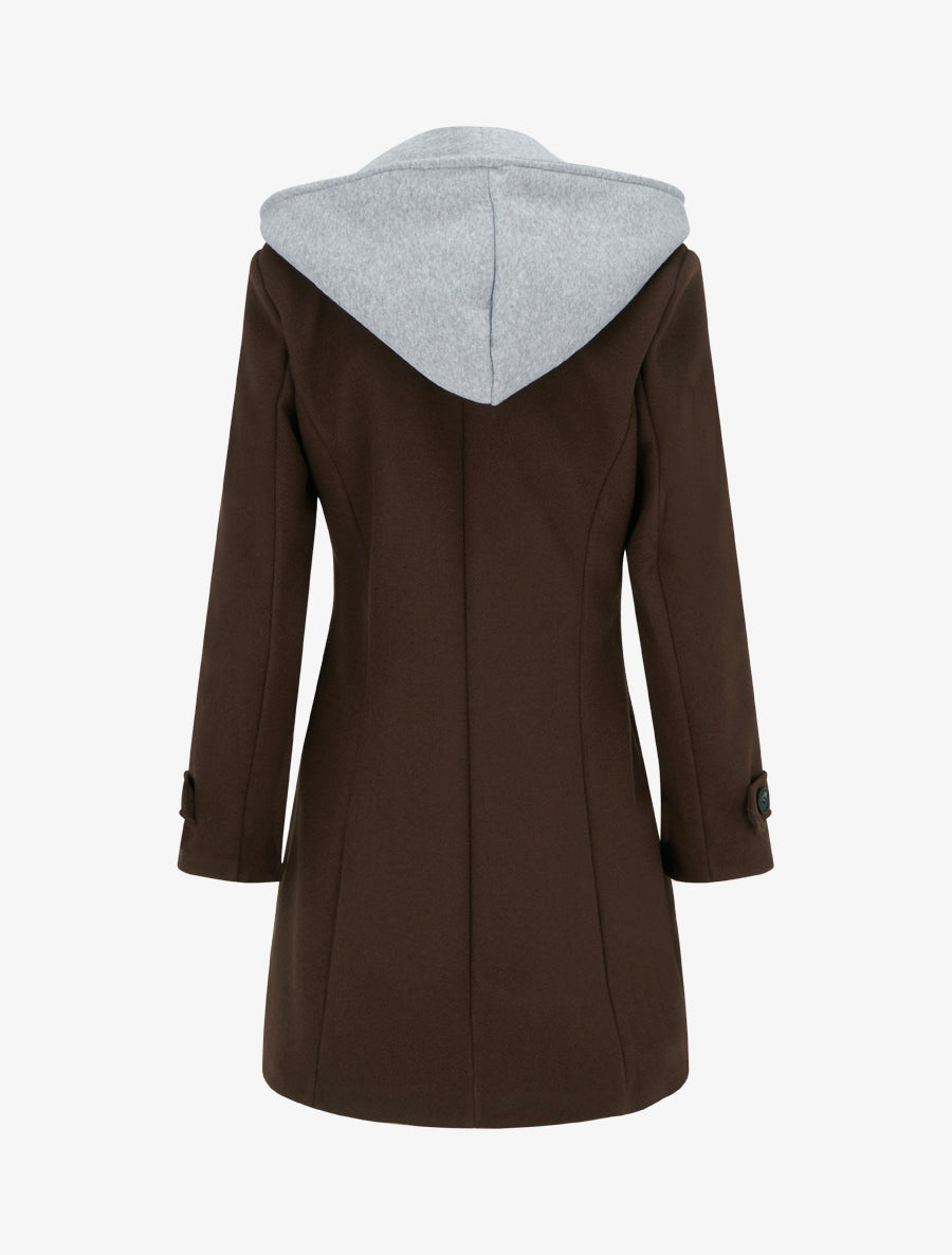 Manteau zippé à capuche en sweat - Marron - 2