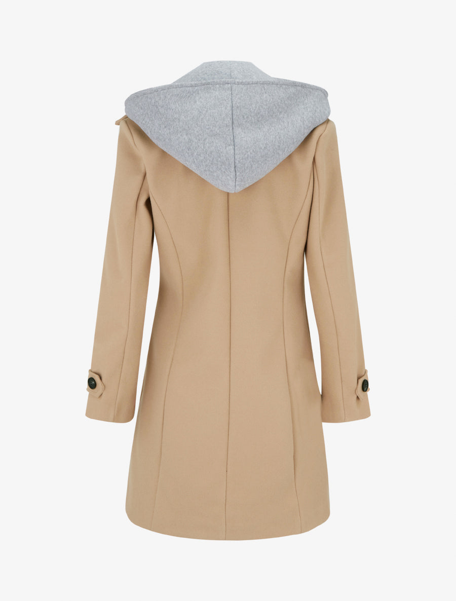 Manteau zippé à capuche en sweat - Camel clair - 2