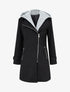 Manteau zippé à capuche en sweat - Noir - 1