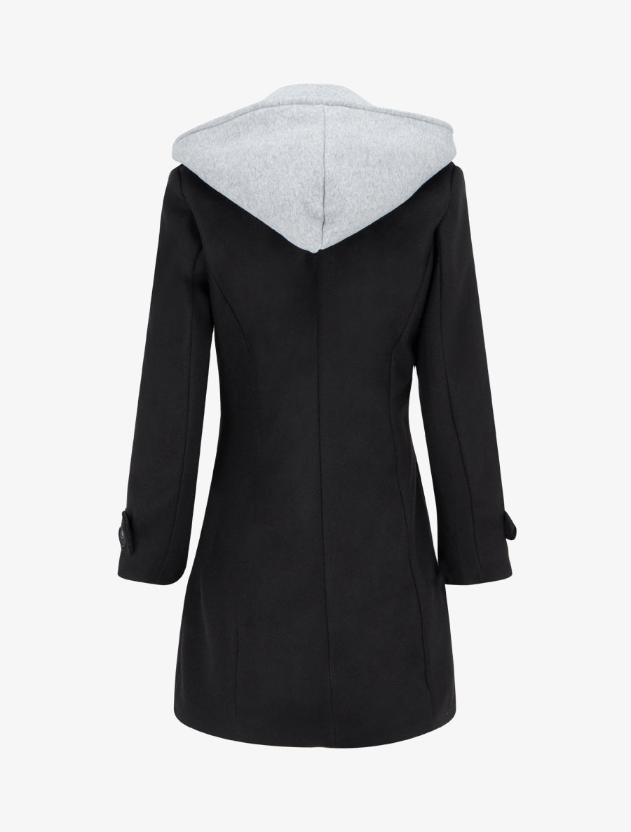 Manteau zippé à capuche en sweat - Noir - 2