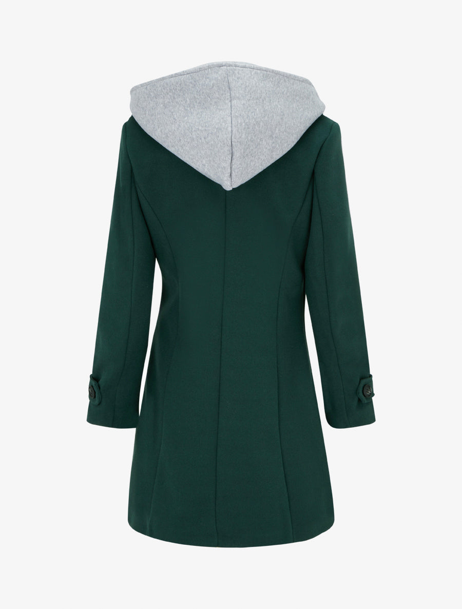 Manteau zippé à capuche en sweat - Vert sapin - 2