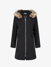 Manteau long à capuche et zip - Noir - 1