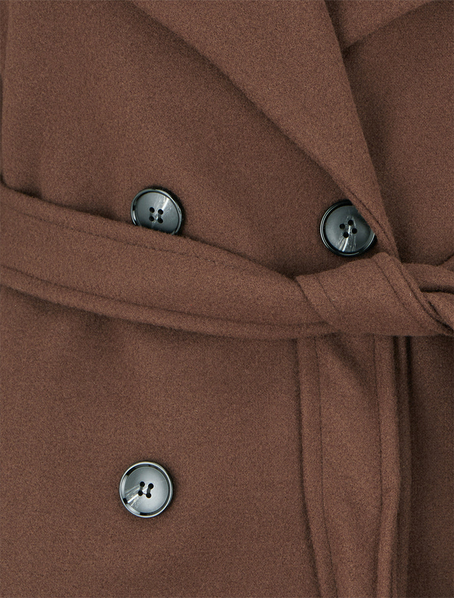 Manteau long cintré à boutons - Marron - 3