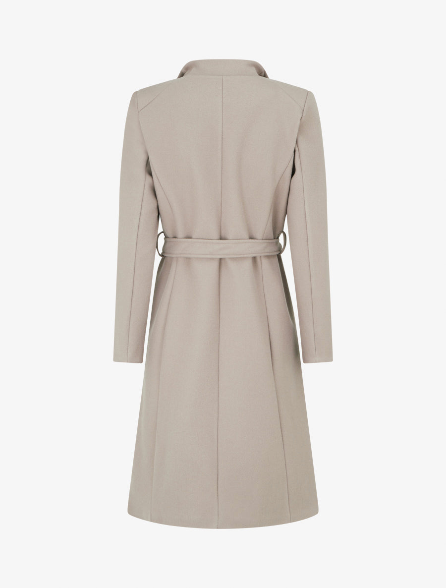 Manteau long cintré à boutons - Taupe - 2