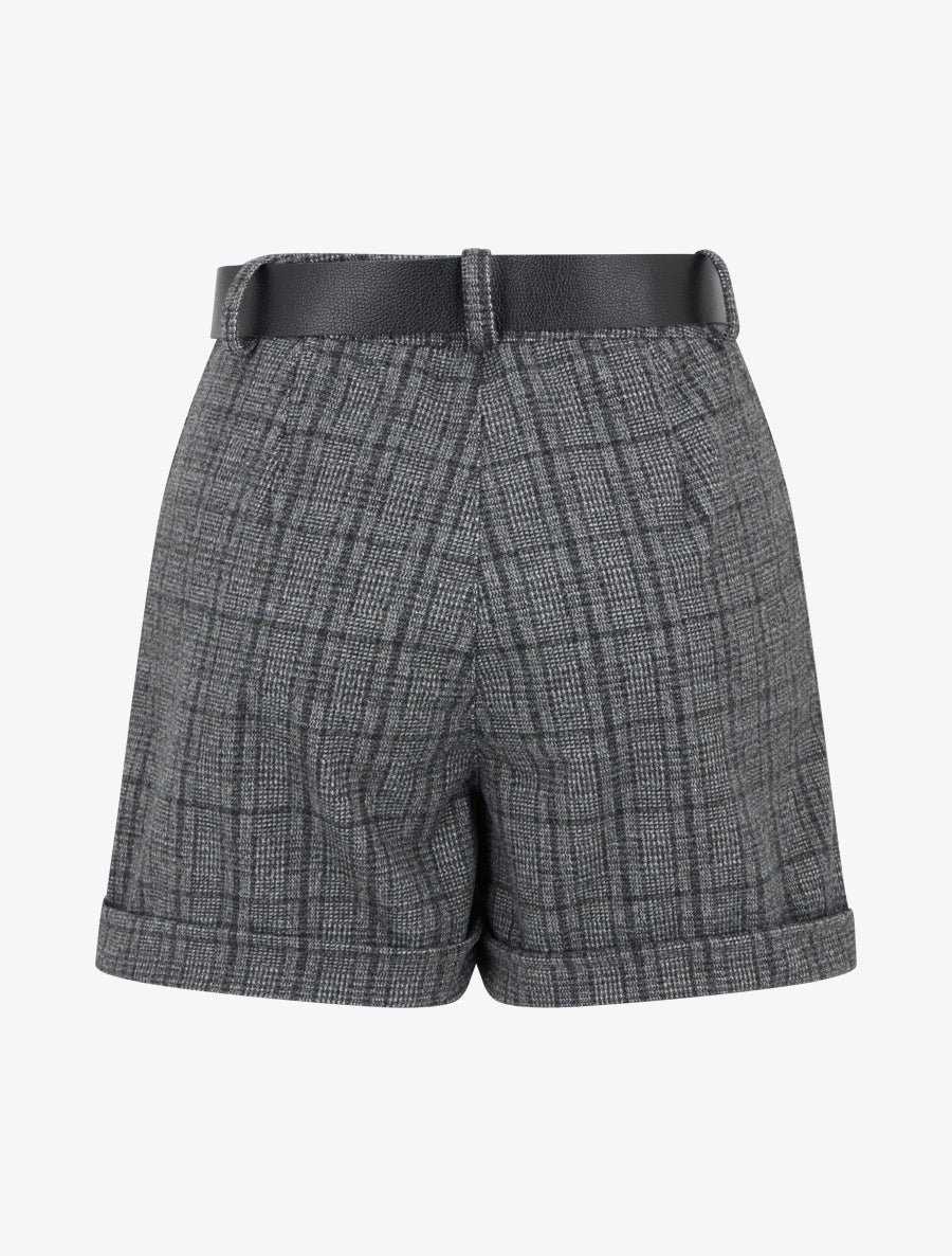 Short à revers imprimé tartan - Gris - 2