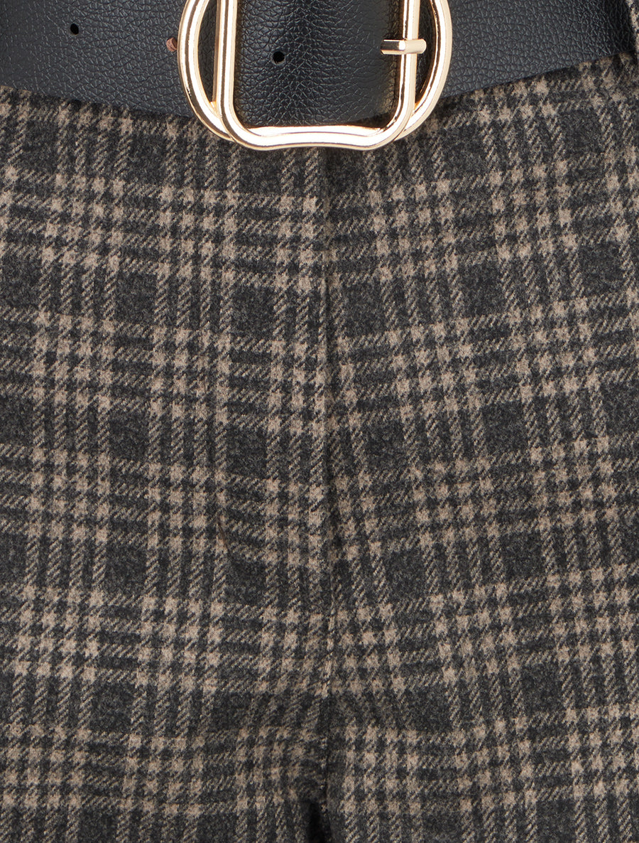 Short à revers imprimé carreaux - Taupe - 3