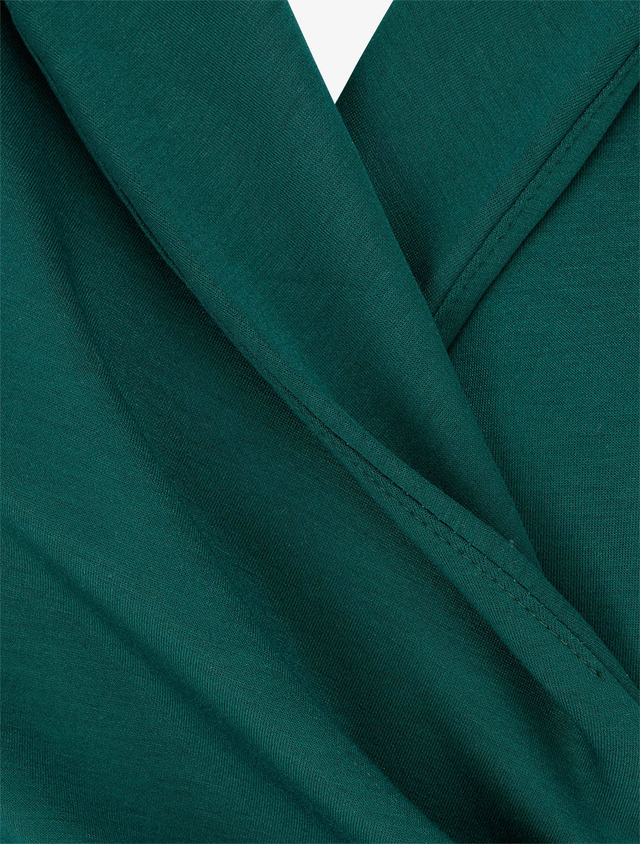 Combinaison unie à pan et boutons décoratifs - Vert sapin - 3