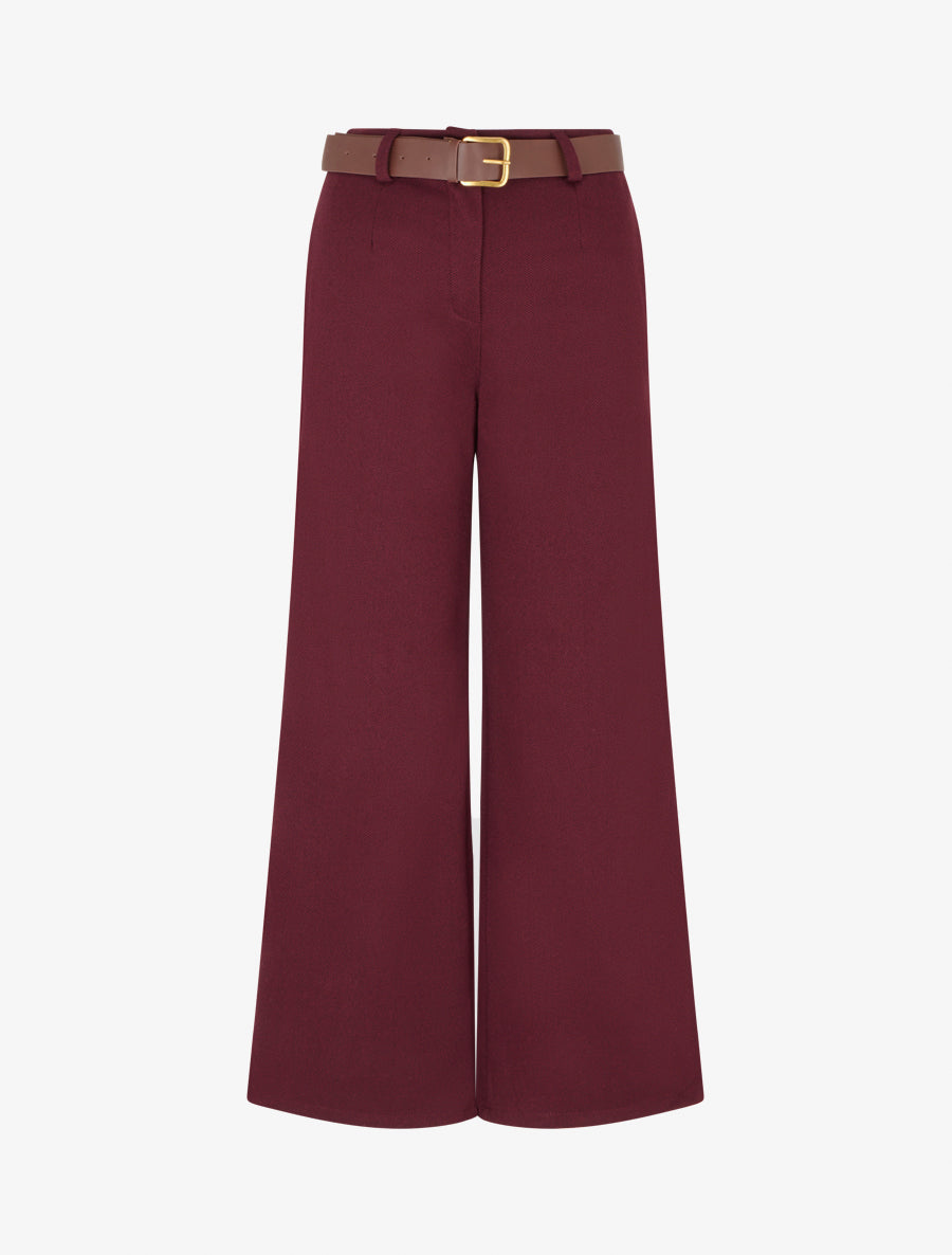 Pantalone ampio stampato a spina di pesce - Bordeaux
