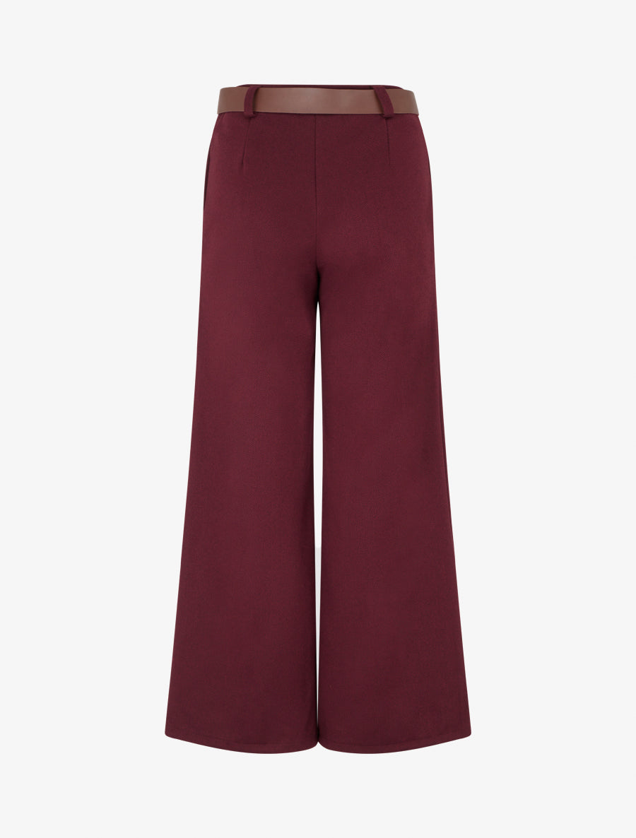 Pantalone ampio stampato a spina di pesce - Bordeaux