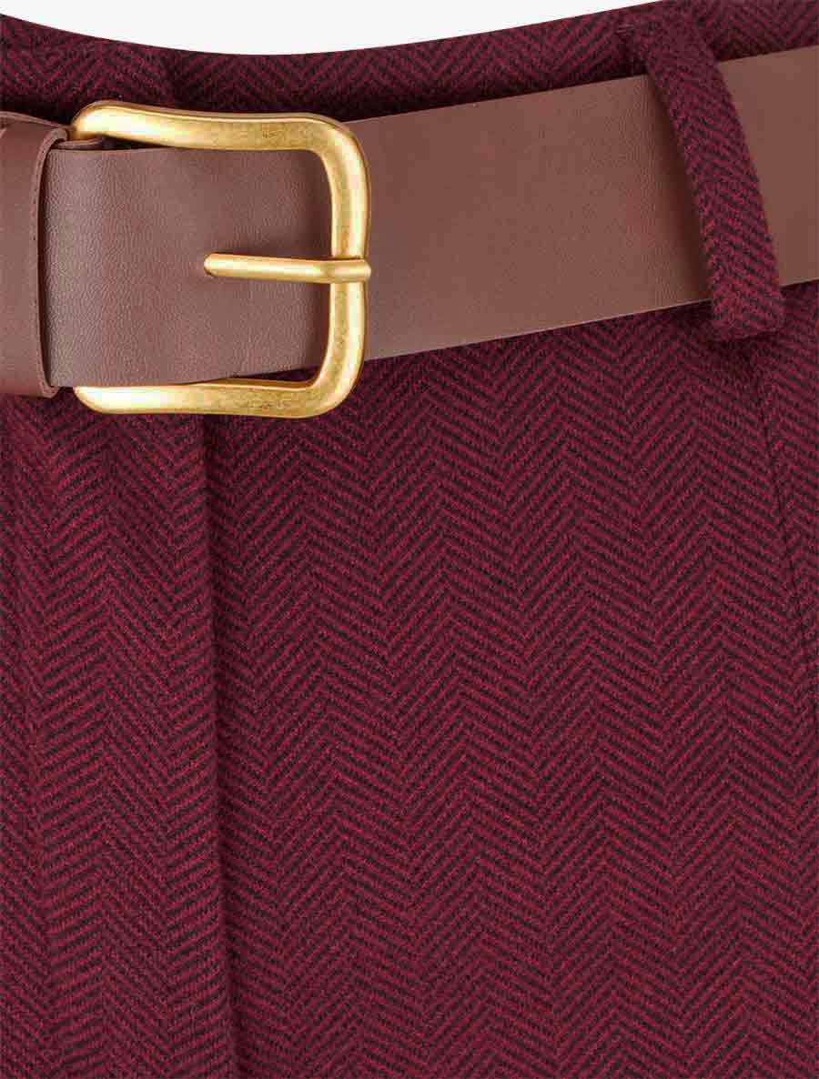 Pantalone ampio stampato a spina di pesce - Bordeaux