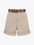 Short à revers ceinturé - Beige - 1