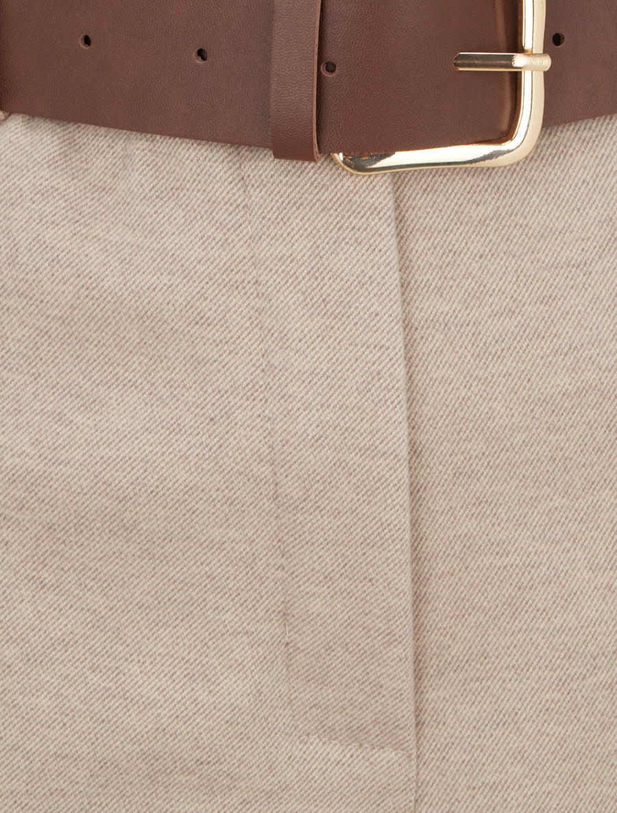 Short à revers ceinturé - Beige - 3