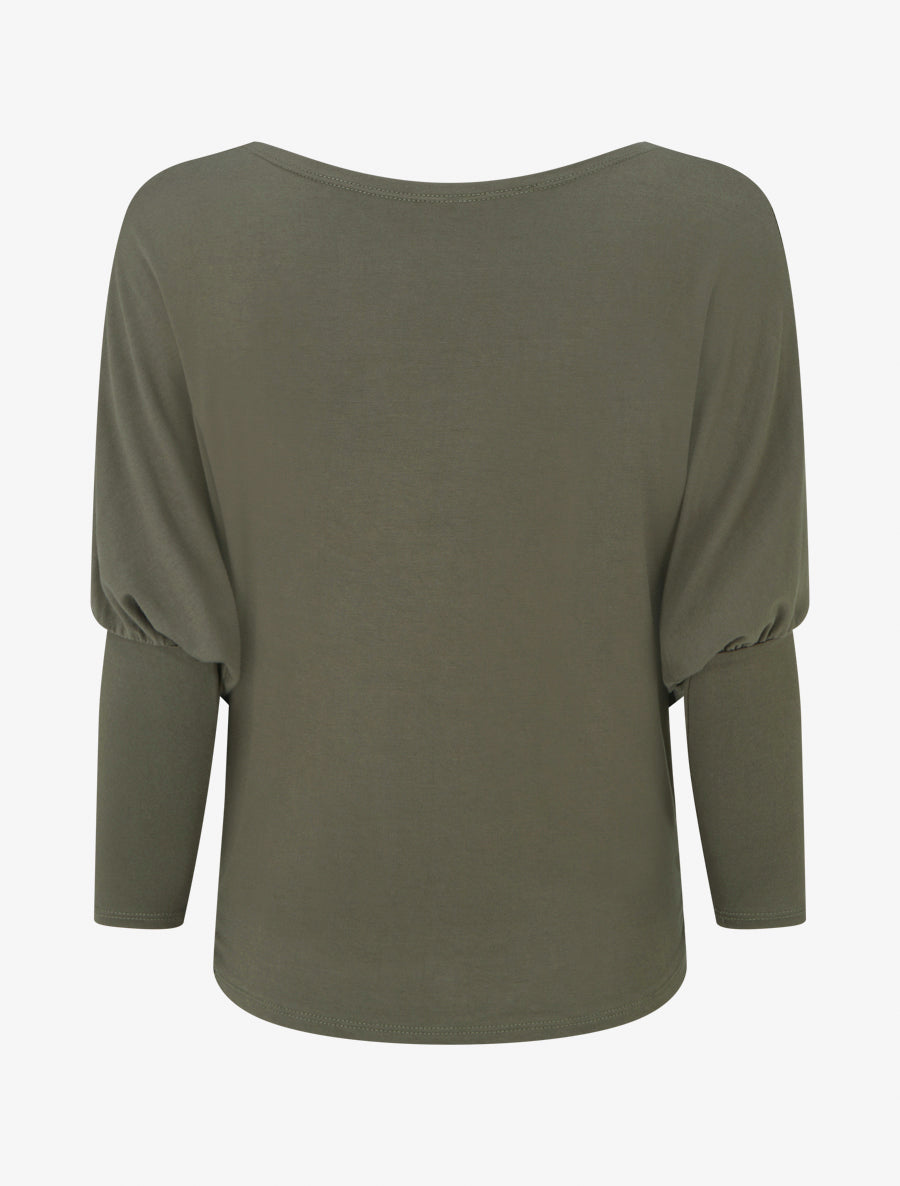 Top fluide à manches 3/4 chauve-souris - Kaki - 2