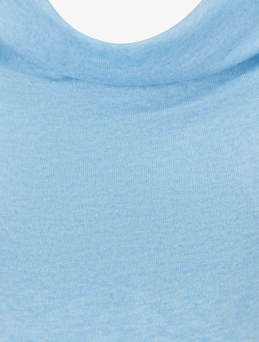 Pull à dos brodé et col bénitier - Bleu ciel - 3