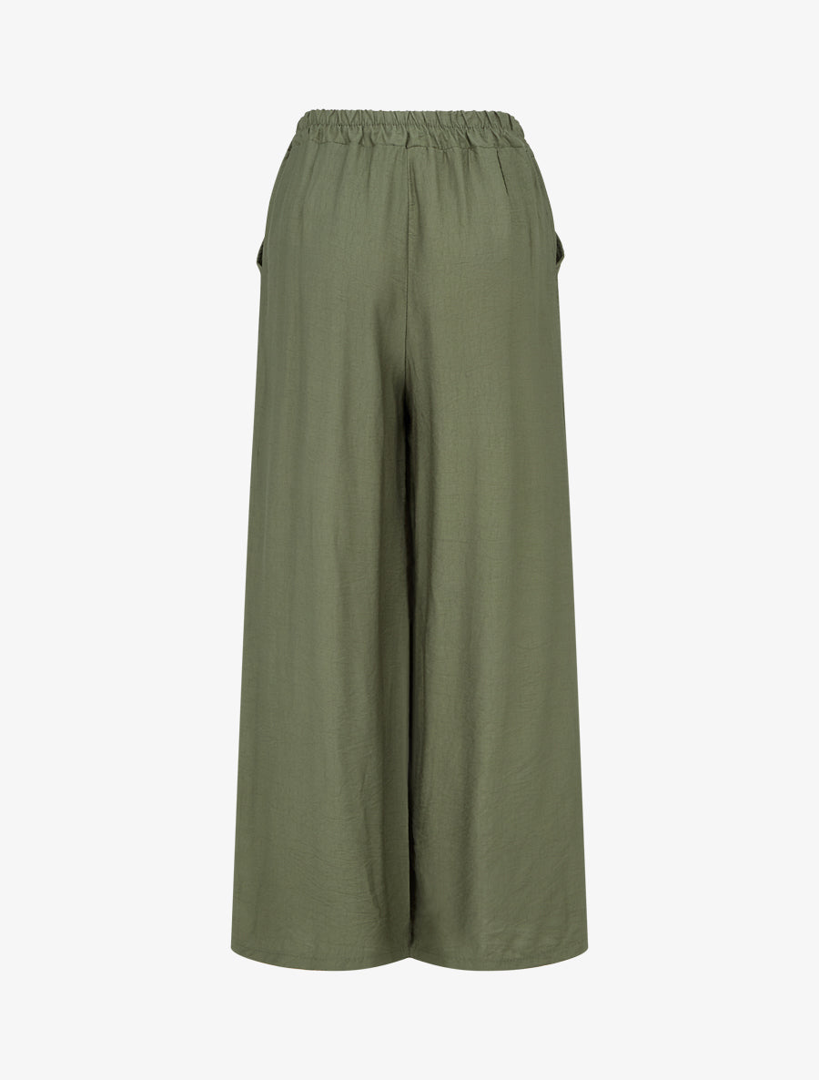 Pantalon ample uni à boutons décoratifs - Kaki - 2