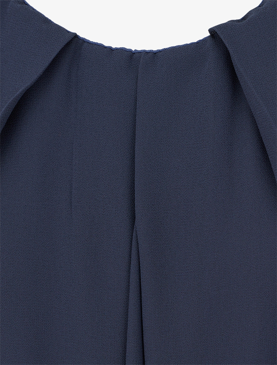 Robe unie en voile sans manches - Marine - 3