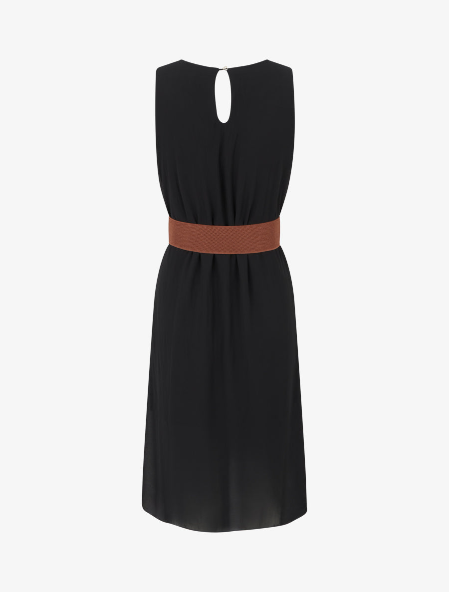 Robe unie en voile sans manches - Noir - 2
