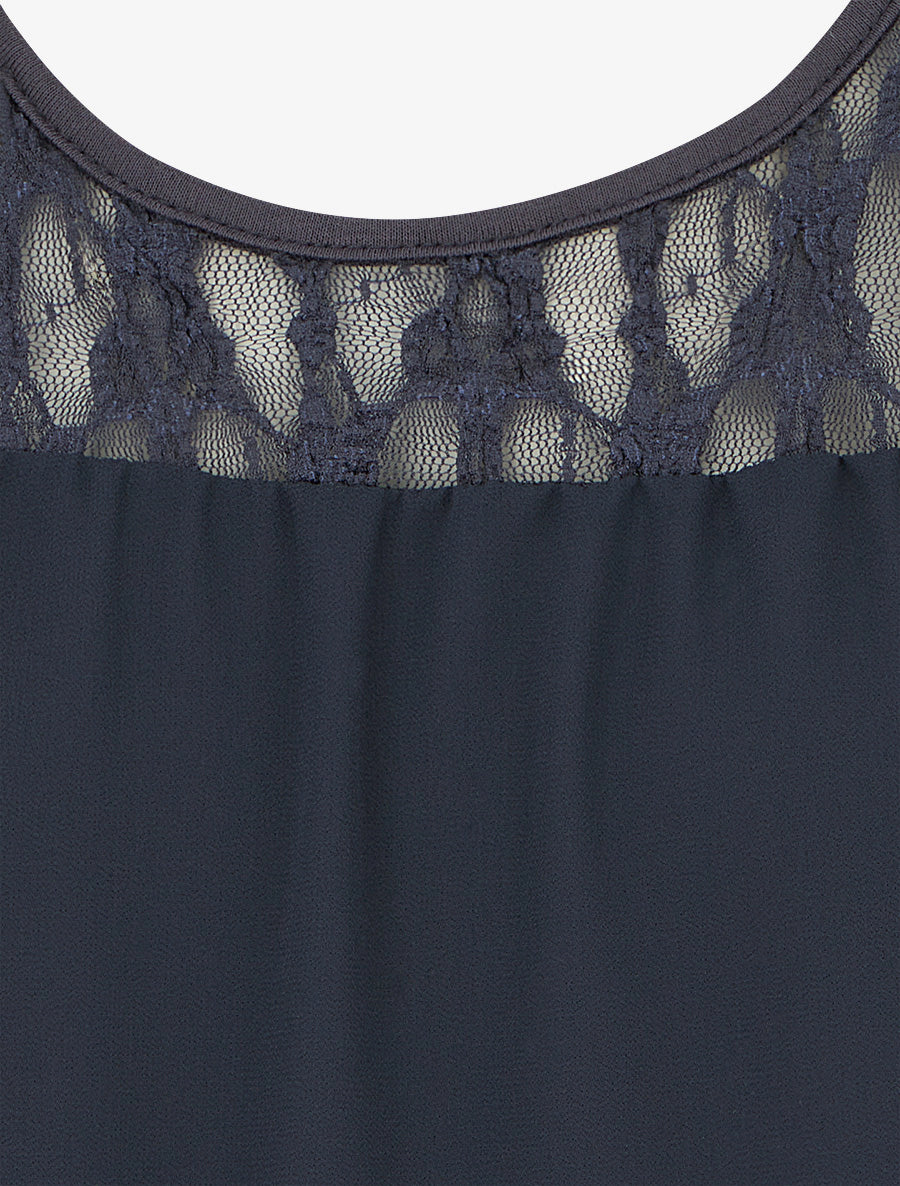 Top boule sans manches à dentelle - Marine - 3