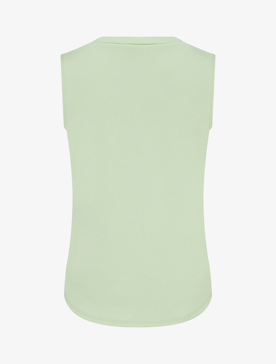 Top sans manches effet drapé et boutons - Vert amande - 2