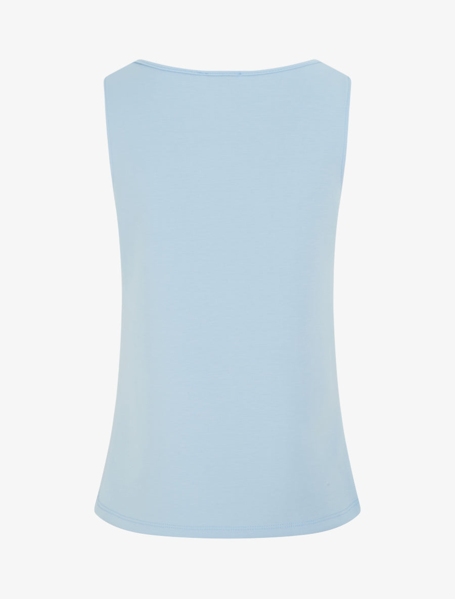 Top sans manches à col bénitier et bijou - Bleu ciel - 2