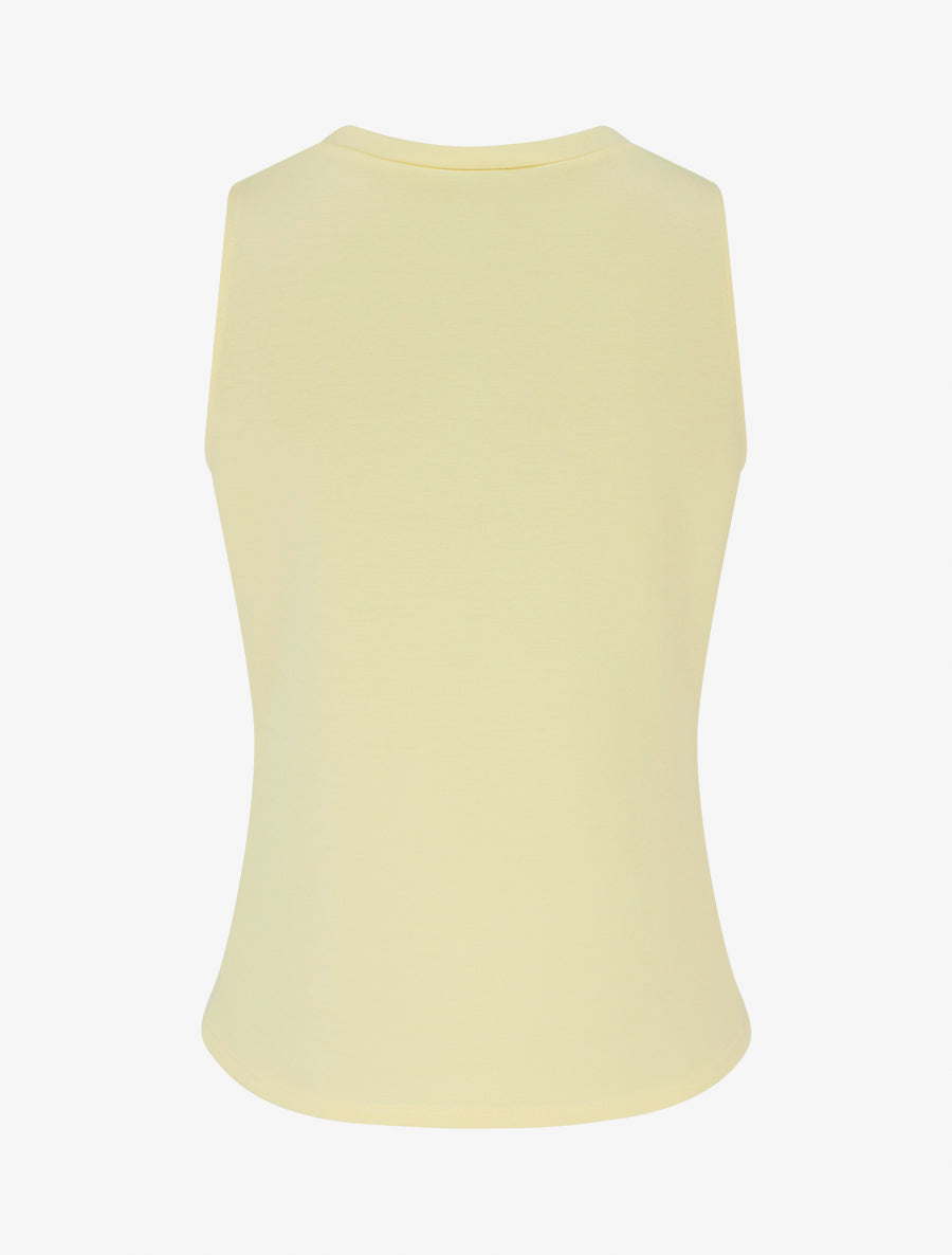 Top uni sans manches à empiècement bijou - Jaune - 2