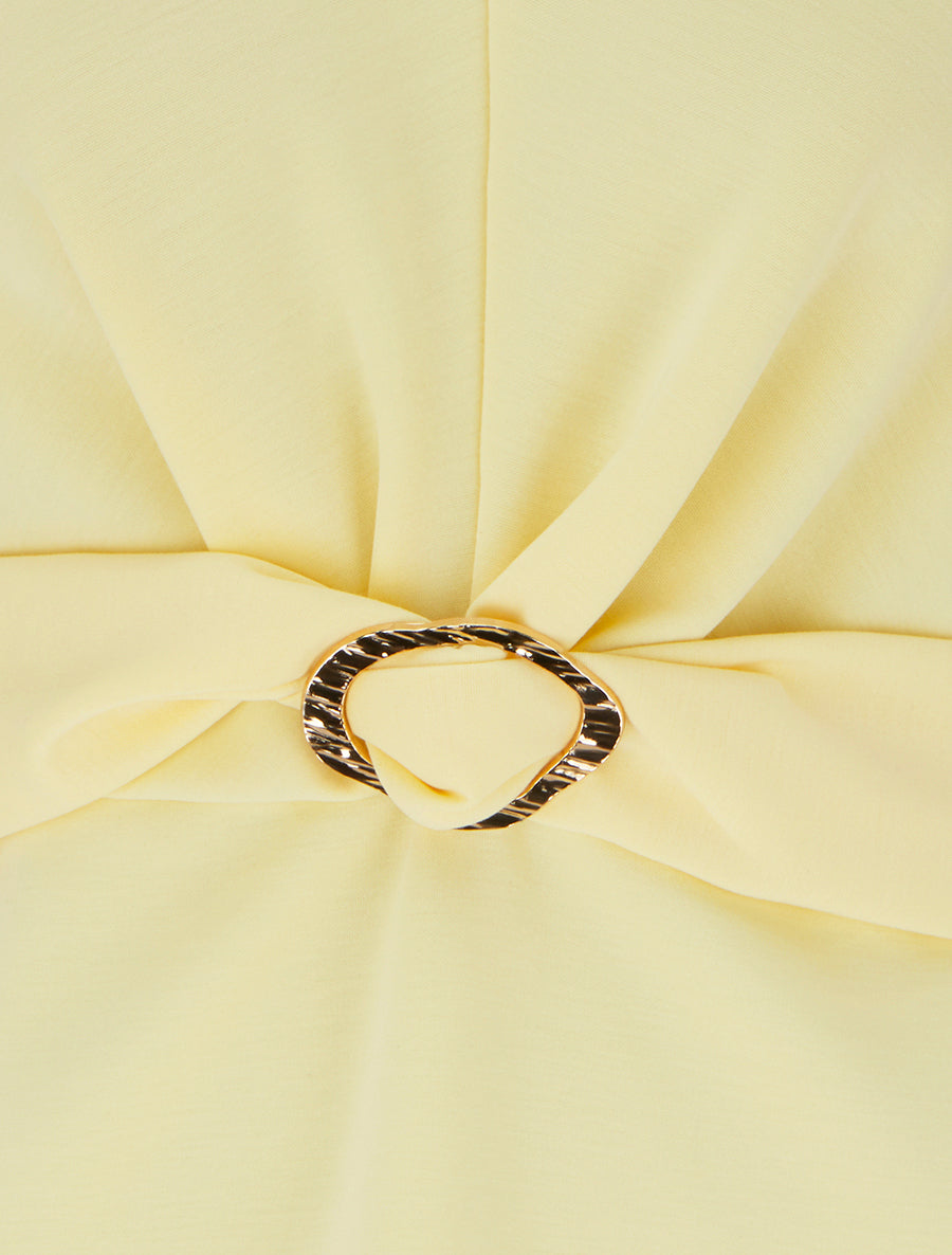 Top uni sans manches à empiècement bijou - Jaune - 3