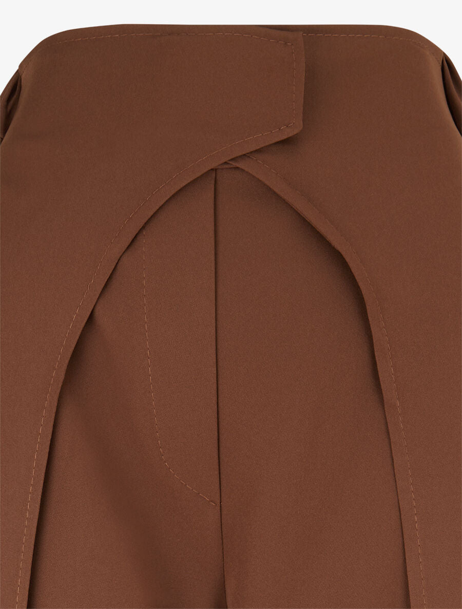 Pantalon à large pans superposés - Marron - 3