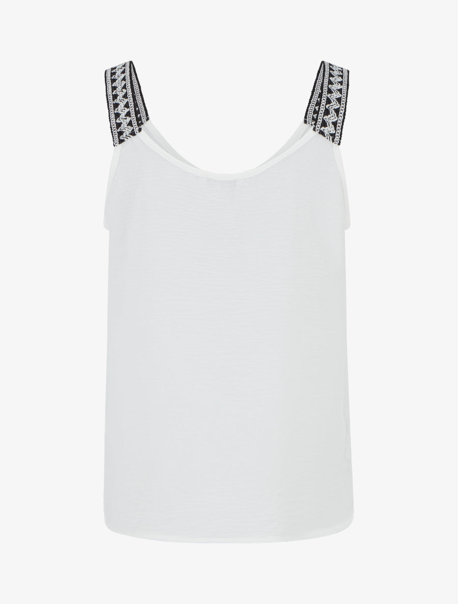 Débardeur uni à bretelles fantaisies - Blanc - 2