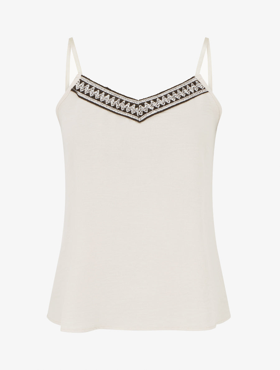 Caraco à col V brodé - Beige - 1