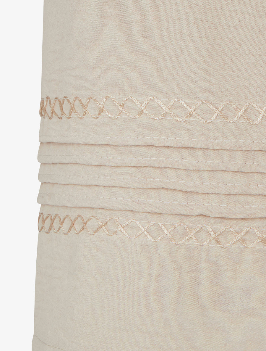 Pantalon ample à bords brodés - Beige - 3