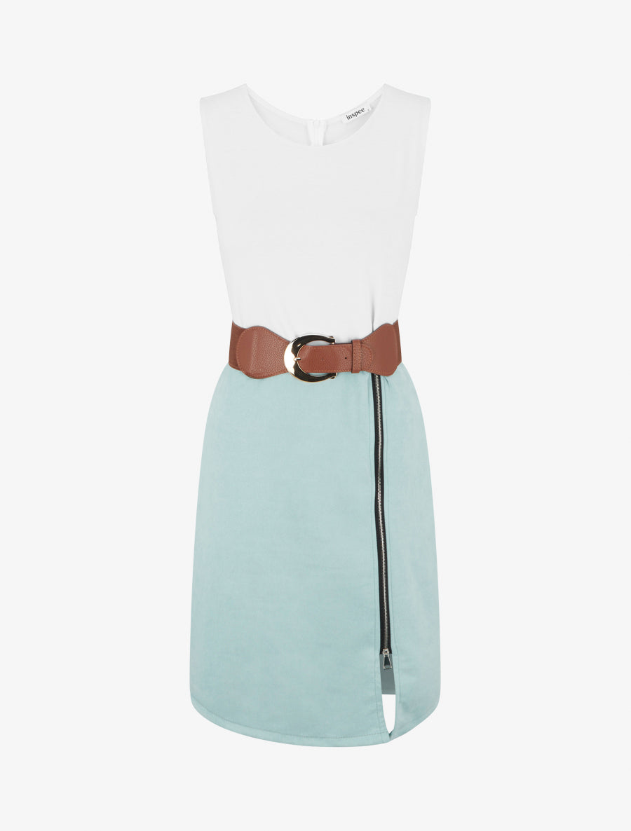Robe bimatière à zip - Vert d&
