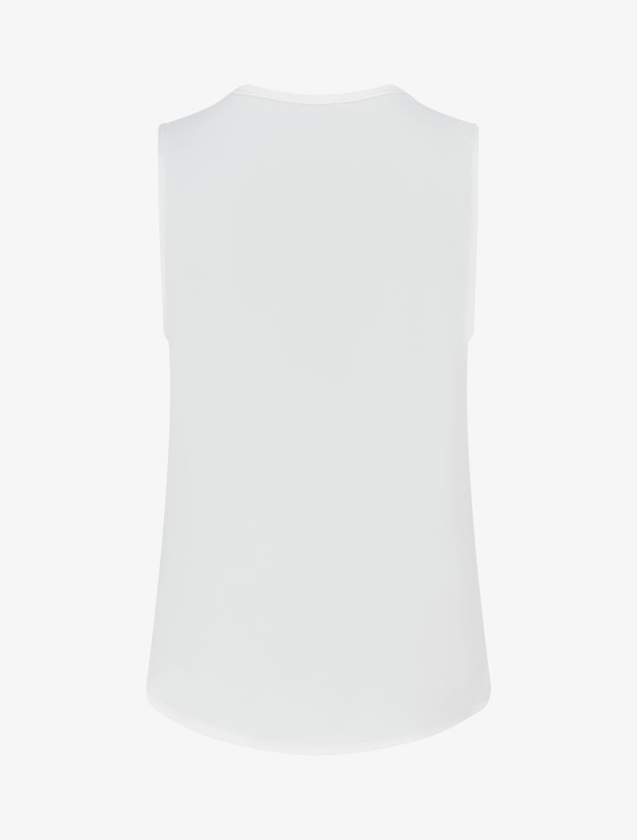 Top uni à empiècement bijou - Blanc - 2