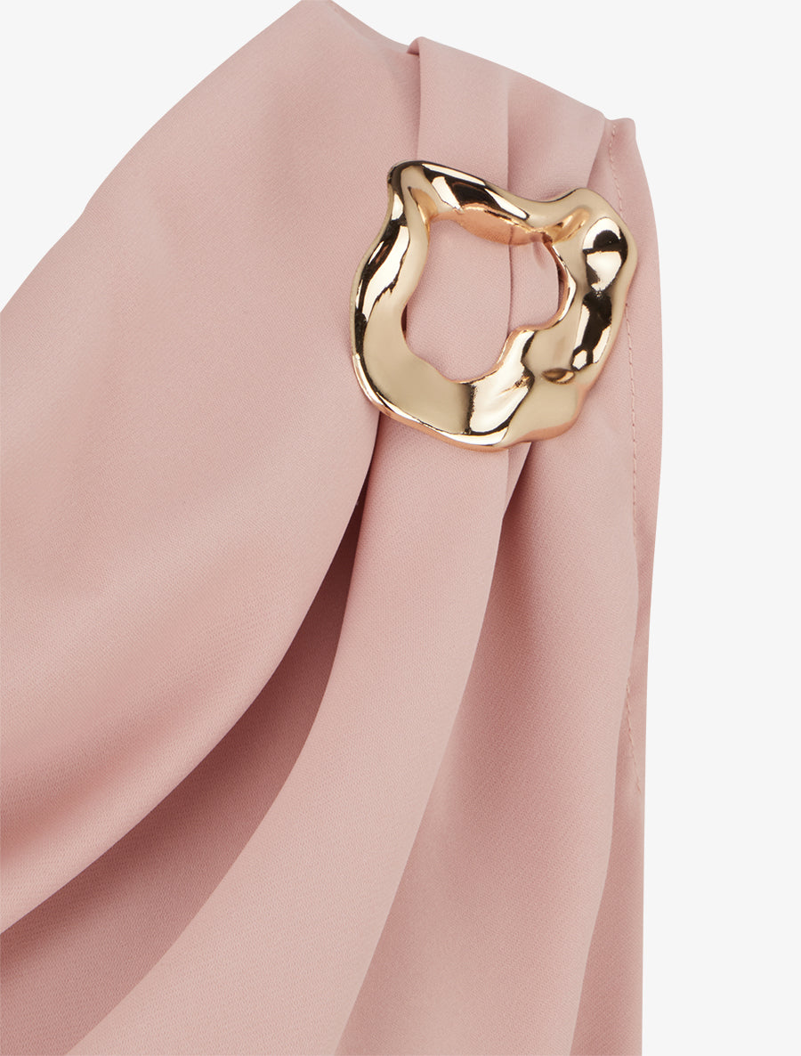 Top uni à empiècement bijou - Vieux rose - 3