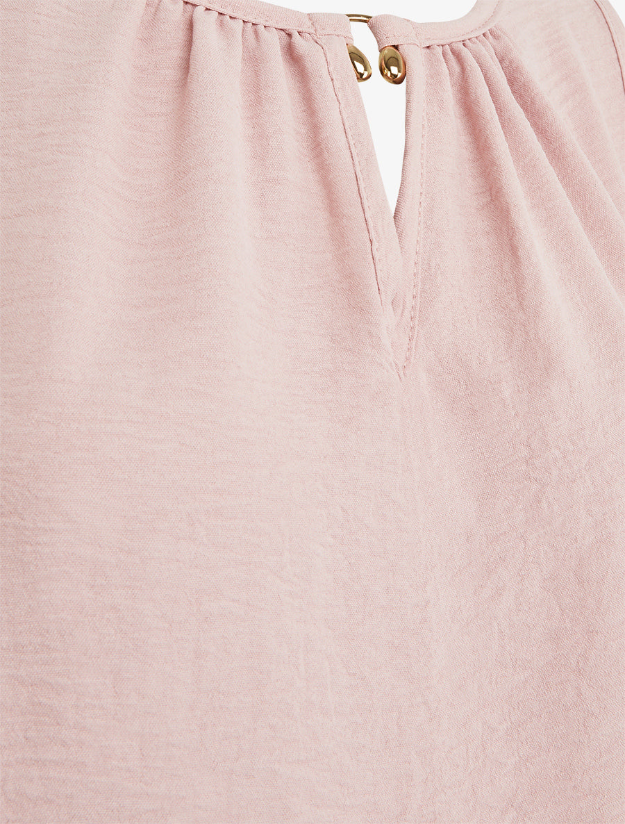 Top élastiqué à empiècement bijou - Vieux rose - 3